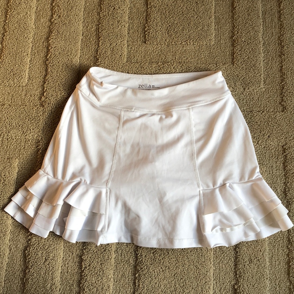 Zella Ruffle White Tennis Skirt